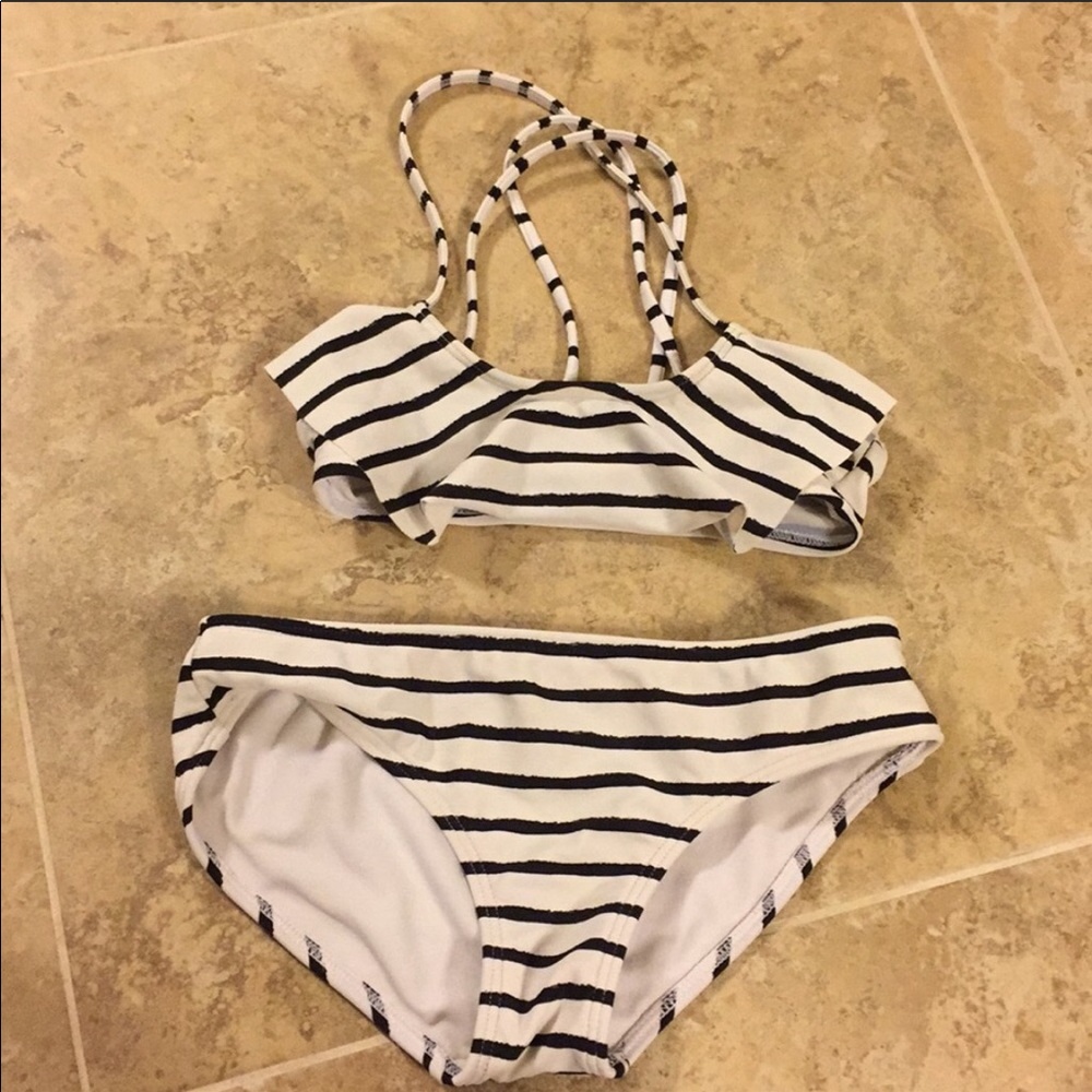 Abercrombie Kids B&W striped swimsuit